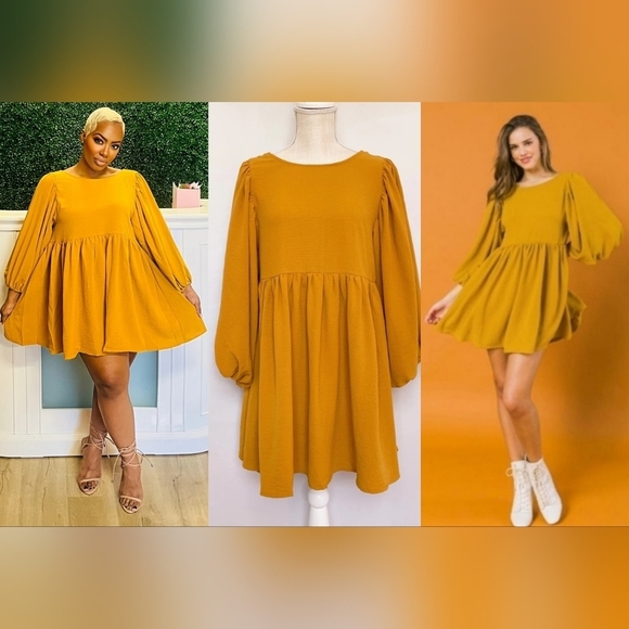 Vici Mustard a. Calin Solid Woven Mini Dress - Picture 1 of 10